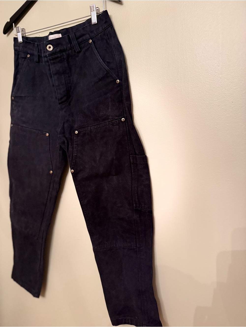 P&Co Black Cotton Canvas Double-Front Workwear Carpenter Pants W30 L30 - Picture 6 of 16